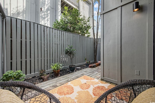 view of patio featuring a wooden deck