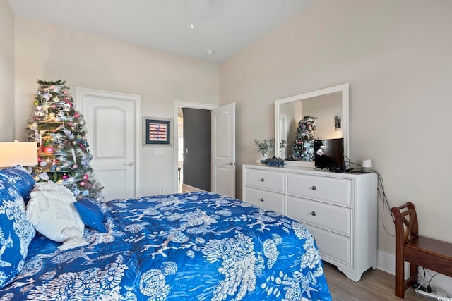 bedroom with light hardwood / wood-style flooring