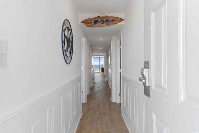 corridor featuring light wood-type flooring