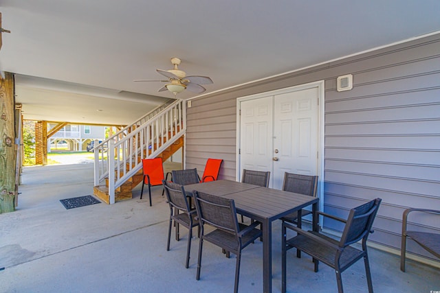 view of patio with ceiling fan