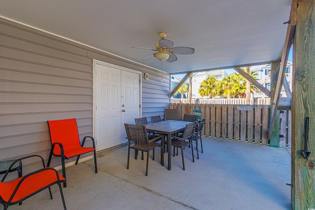 view of patio with ceiling fan