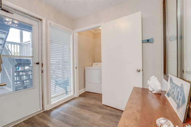 interior space featuring washer / dryer and light wood-type flooring