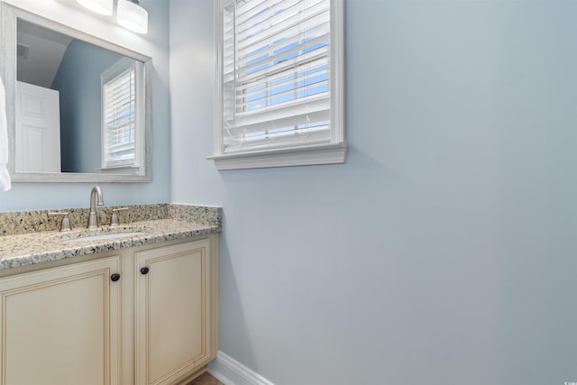 bathroom featuring a wealth of natural light and vanity