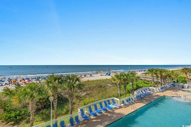 property view of water with a beach view