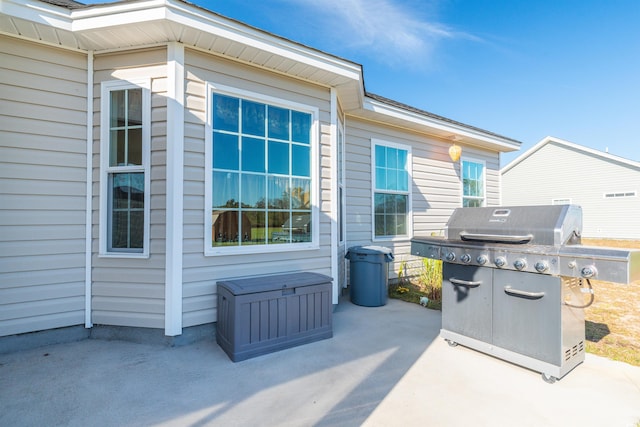 view of patio with a grill