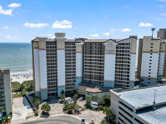 view of building exterior featuring a water view