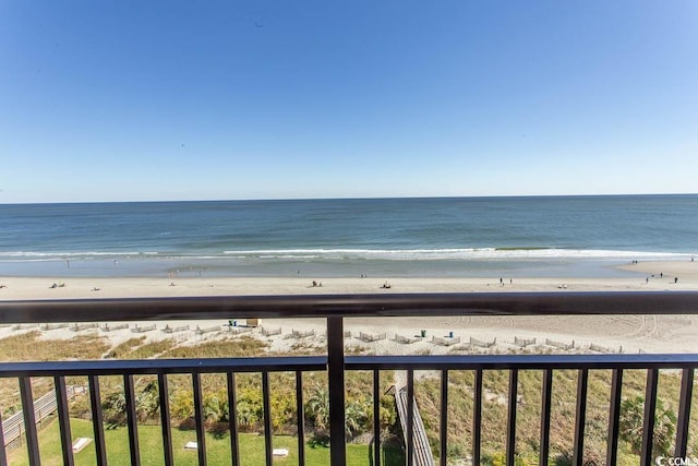 view of water feature featuring a view of the beach