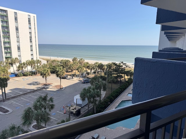 view of water feature with a view of the beach