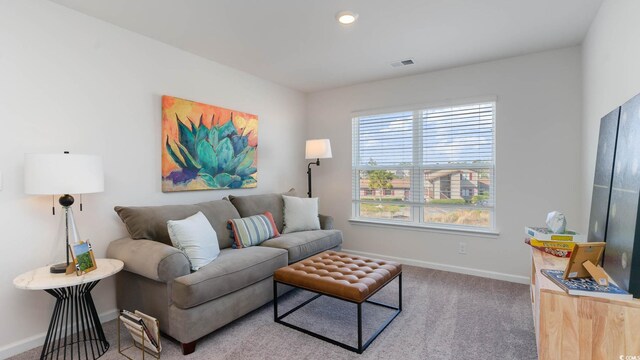 living room featuring carpet flooring