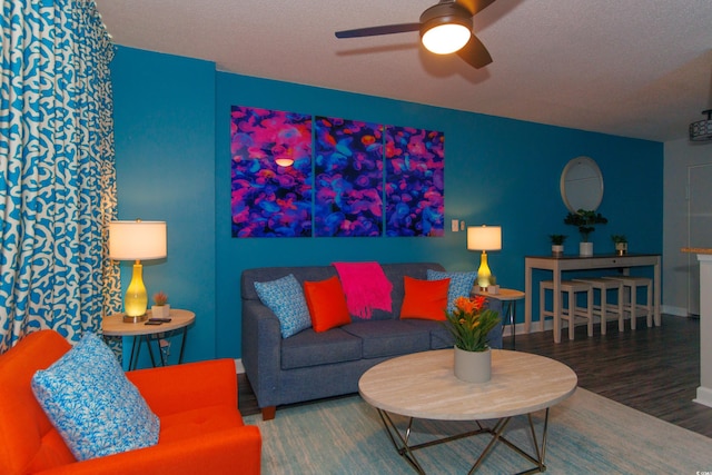 5300 N Ocean Blvd Unit 1405, Myrtle Beach, SC 29577 - living room with baseboards, wood finished floors, and a ceiling fan