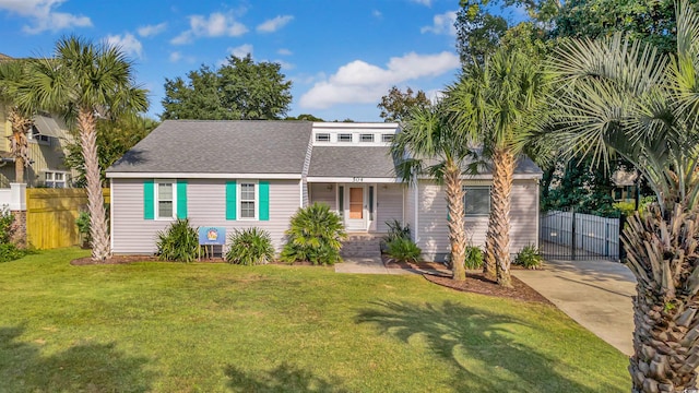 view of front of home featuring a front lawn