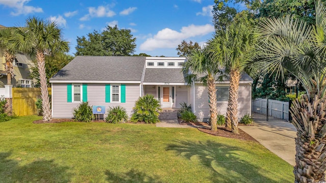 view of front of home featuring a front lawn