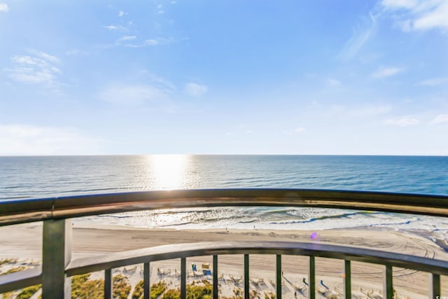 property view of water featuring a beach view