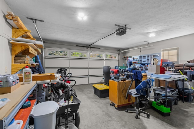 garage with a garage door opener