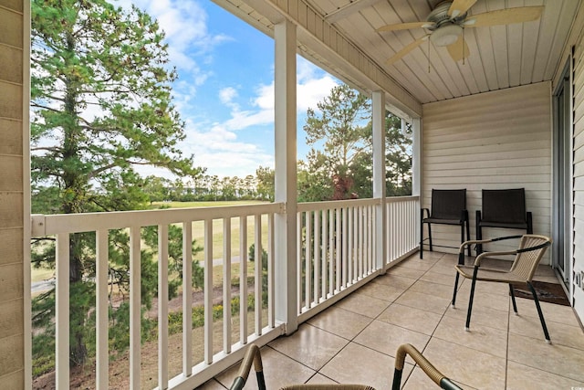 balcony with ceiling fan