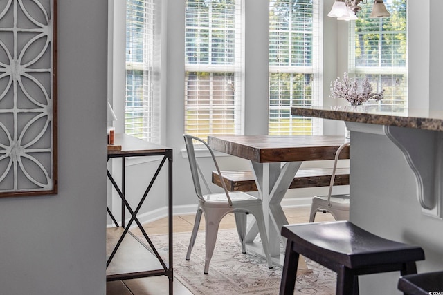 dining room with a chandelier and a healthy amount of sunlight