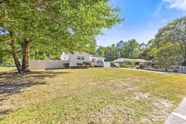 1412 Hemingway St, Myrtle Beach, SC 29577 - view of yard with a deck and fence
