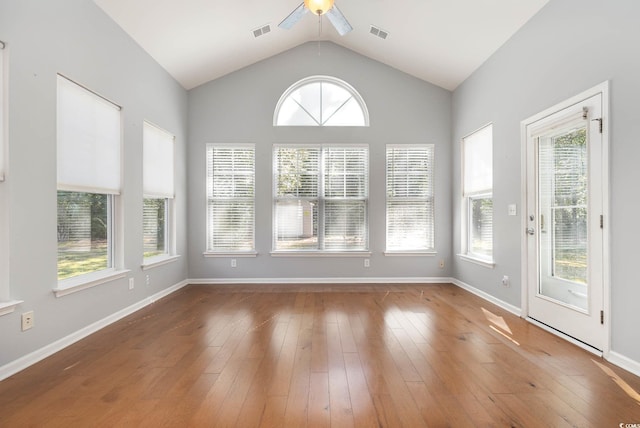 323 Trestle Way, Conway, SC 29526 - unfurnished sunroom featuring healthy amount of natural light, vaulted ceiling, wood finished floors, and baseboards