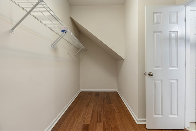 spacious closet with wood finished floors
