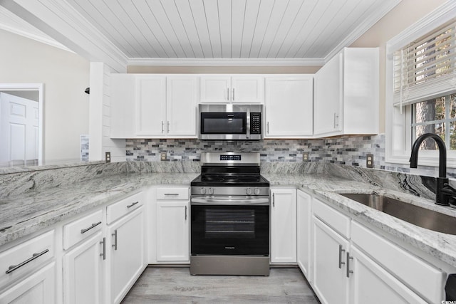 kitchen with white cabinetry, sink, and stainless steel appliances