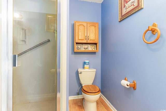 bathroom with wood-type flooring and toilet