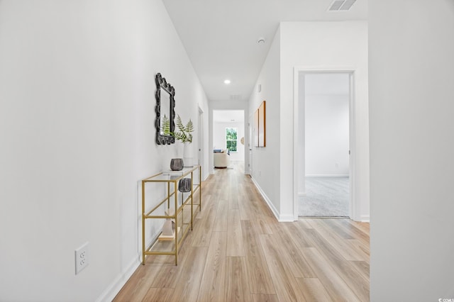 hall featuring light wood-type flooring