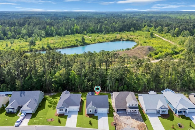389 Sun Colony Blvd, Longs, SC 29568 - aerial perspective of suburban area with a heavily wooded area and a nearby body of water