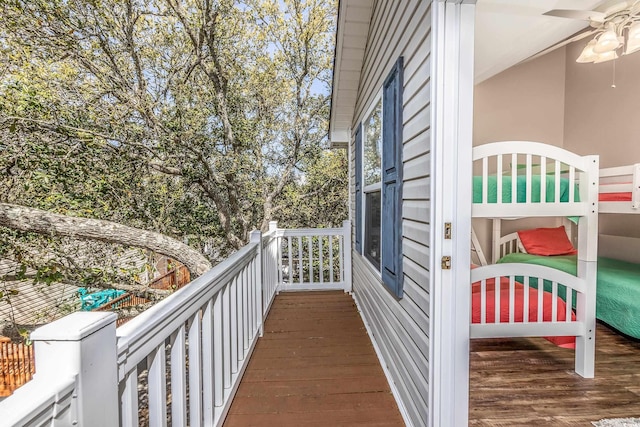 wooden balcony with a wooden deck