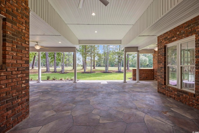 view of patio with ceiling fan