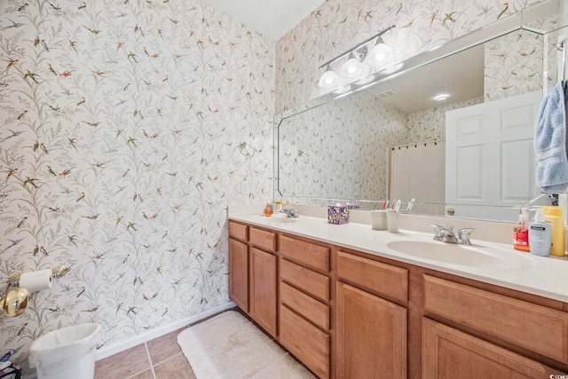 bathroom featuring vanity and tile patterned flooring