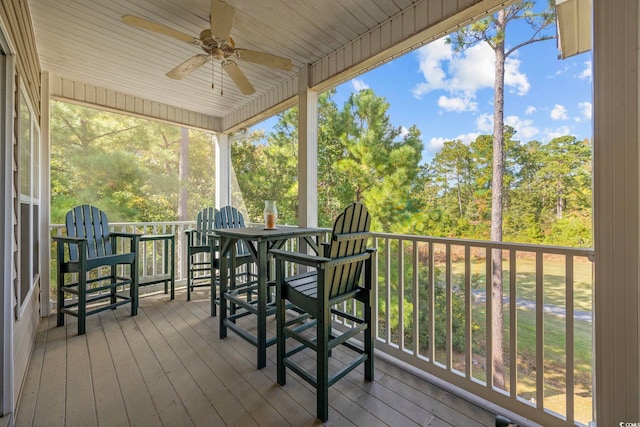 deck with ceiling fan