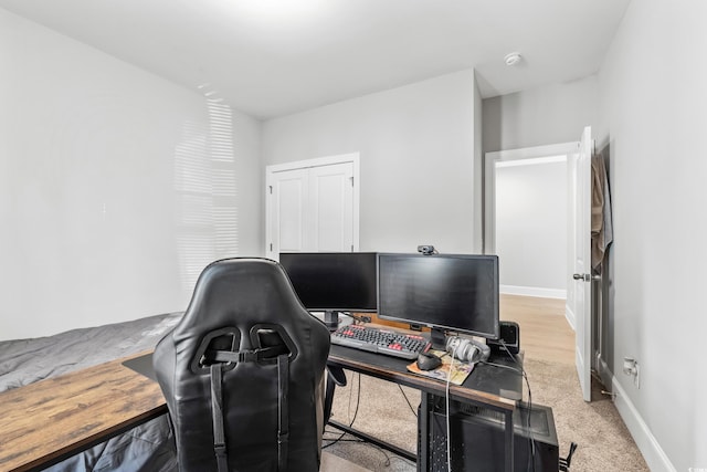 view of carpeted home office