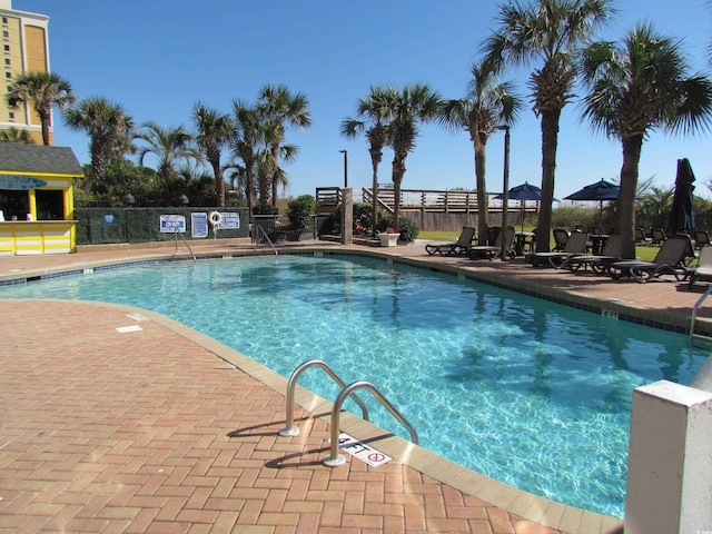 view of pool featuring a patio area