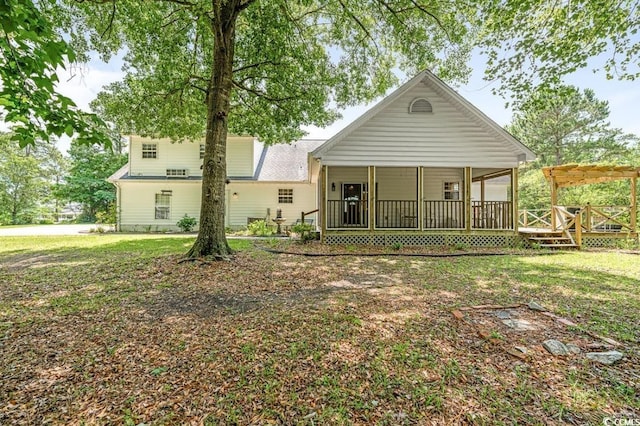 244 George Washington Trl, Georgetown, SC 29440 - rear view of property with a porch and a lawn