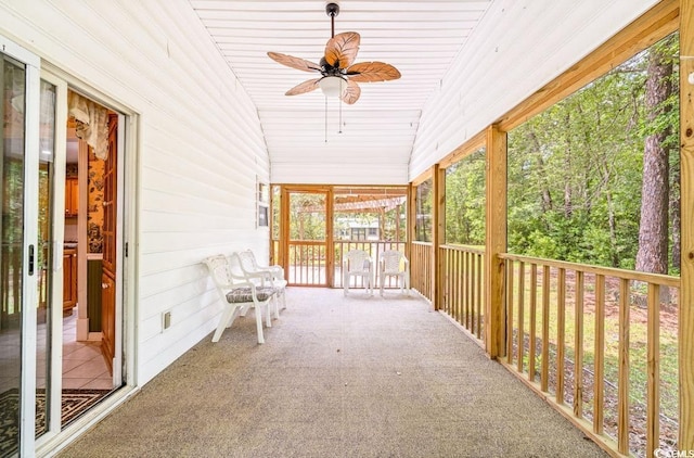 244 George Washington Trl, Georgetown, SC 29440 - unfurnished sunroom featuring ceiling fan and lofted ceiling