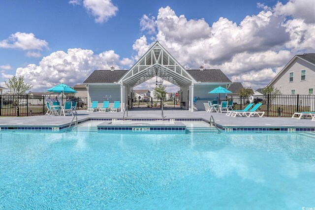 view of pool featuring a patio area