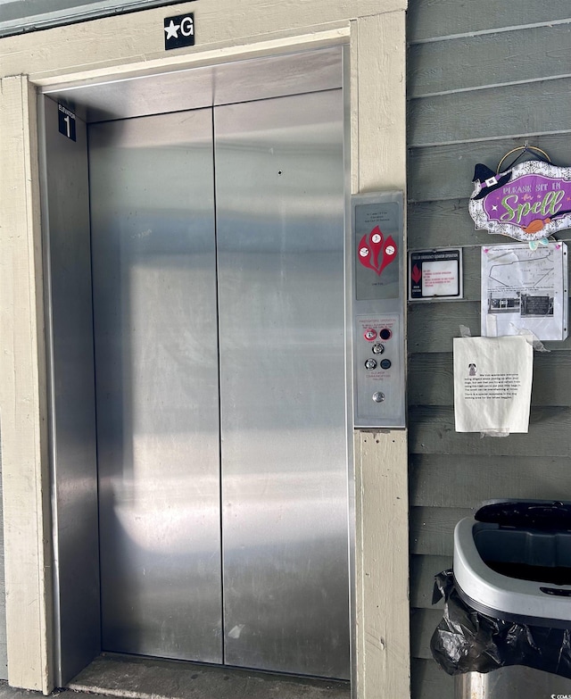 exterior details with elevator