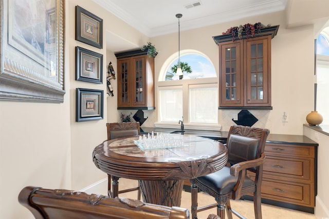 office featuring ornamental molding