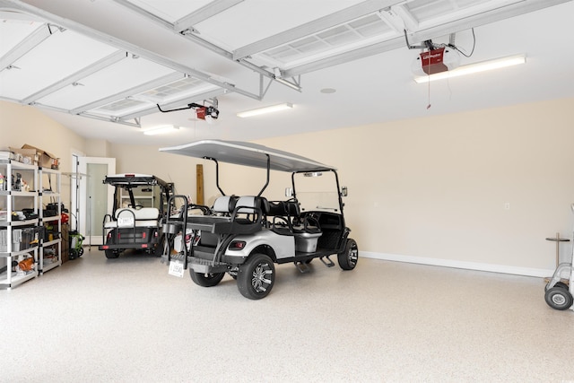 garage with a garage door opener