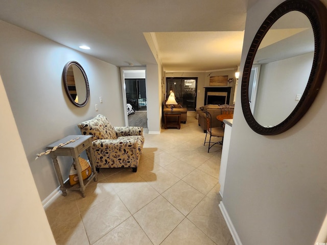 hallway featuring light tile patterned floors