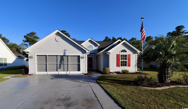 196 Marsh Hawk Dr, Myrtle Beach, SC 29588 - single story home with concrete driveway, a garage, and a front lawn