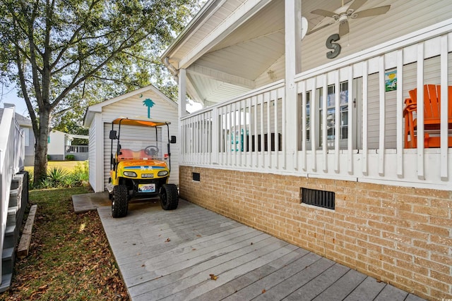 6001-7038 S Kings Hwy, Myrtle Beach, SC 29575 - wooden terrace featuring a ceiling fan