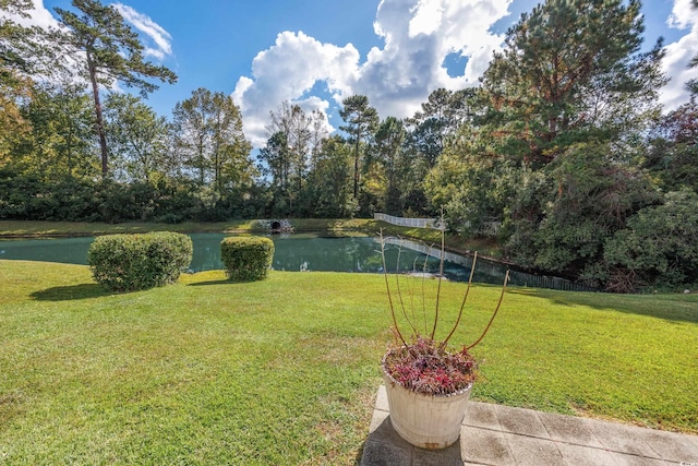 view of yard featuring a water view