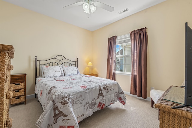 237 Cloverleaf Dr, Longs, SC 29568 - bedroom with carpet floors, baseboards, visible vents, and ceiling fan