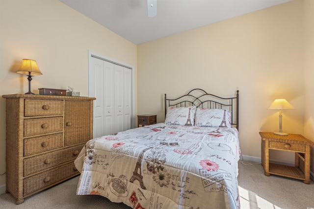 237 Cloverleaf Dr, Longs, SC 29568 - carpeted bedroom featuring baseboards, ceiling fan, and a closet