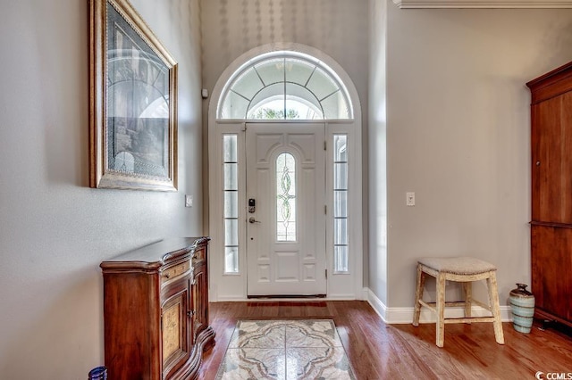 foyer entrance with light wood-type flooring