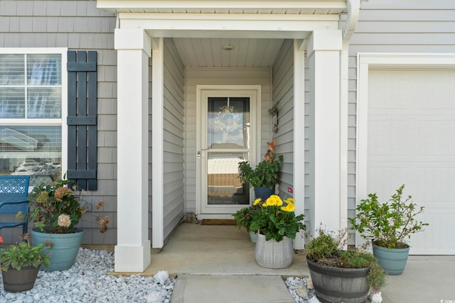 entrance to property with a garage