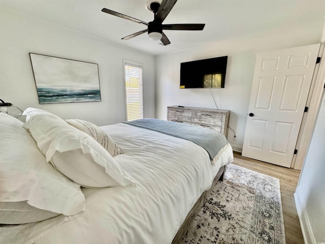 37 Geney Ln, Pawleys Island, SC 29585 - bedroom featuring a ceiling fan and light wood-style flooring