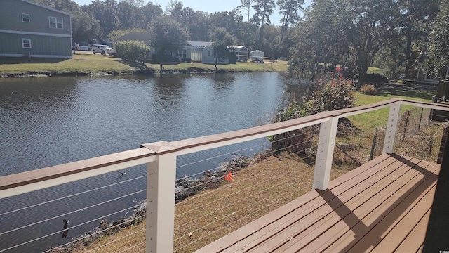 deck with a water view