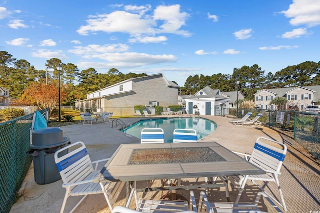 view of pool featuring a patio